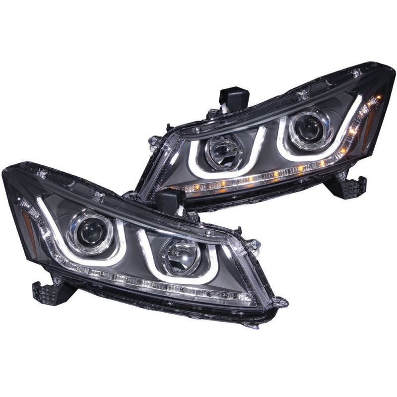 Anzo 2008-2012 Honda Accord Projector Headlights w/ U-Bar Black