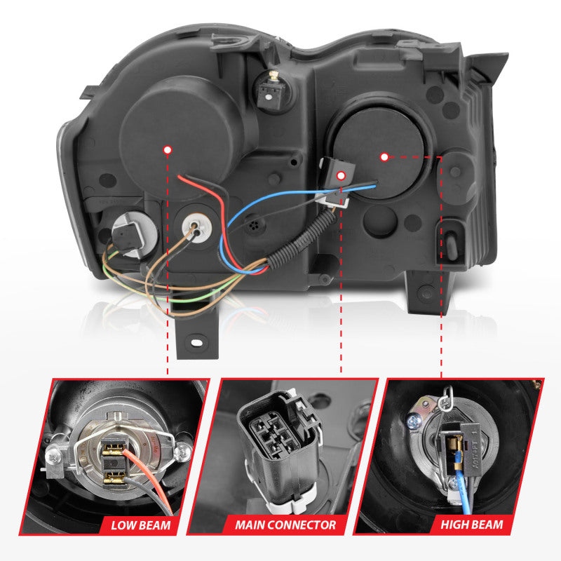 Anzo 2008-2010 Jeep Grand Cherokee Projector Headlights w/ Halo Black CCFL