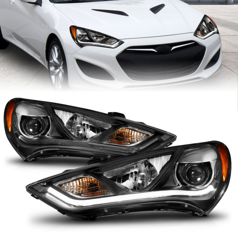 Anzo 2013-2015 Hyundai Genesis Projector Headlights w/ Plank Style Design B