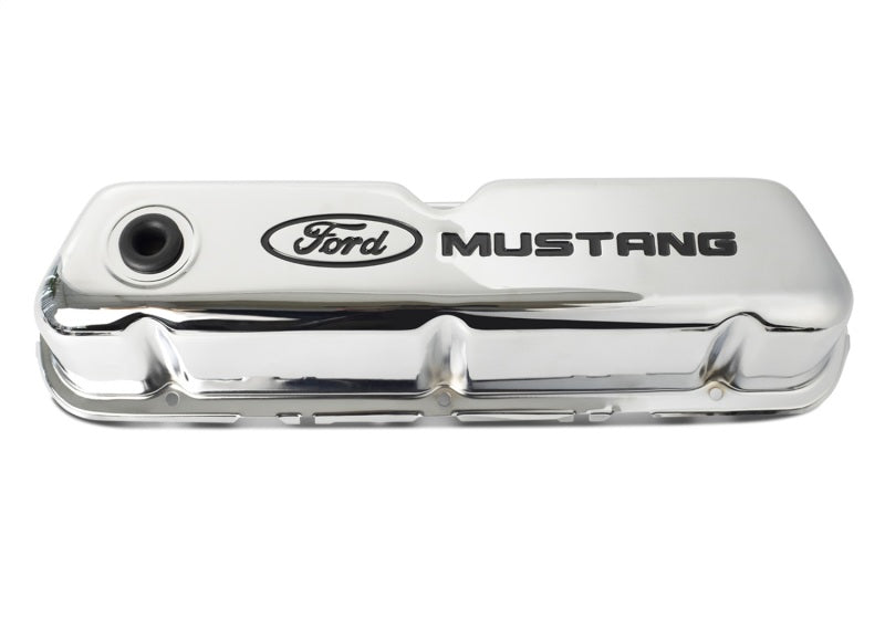 Ford Chrome Steel Valve Cover Set w/Mustang Logo FRD302-100