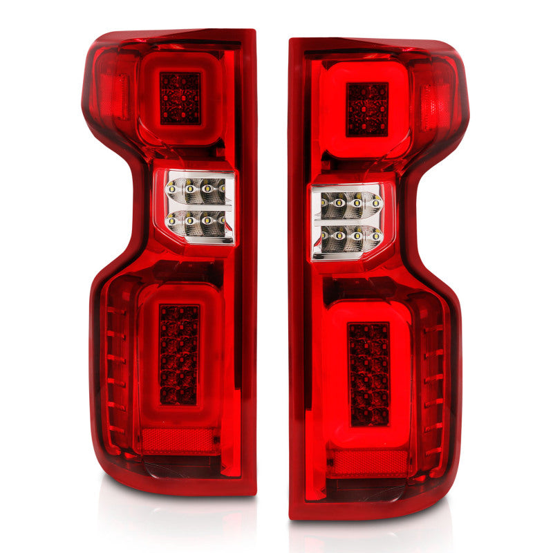 ANZO 19-21 Chevy Silverado Full LED Tailights Chrome Housing Red/Clear Lens G2 (w/C Light Bars) 311416