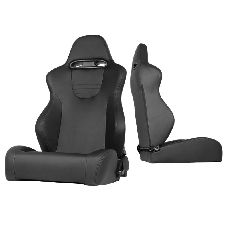 SPYDER Xtune Srt Style Racing Seat Pu (Double Slider) Black/Black Driver Side RST-SRT-01-BK-DR 9933912