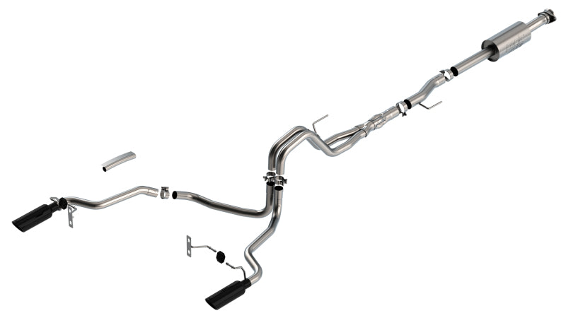 Borla F-150 2021 5.0L 4dr CC SB EC STB Lariat/KR/Platinm/LTD 3/2.25 SRE Cat-Back ATAK Black CHR Tips 140867BC