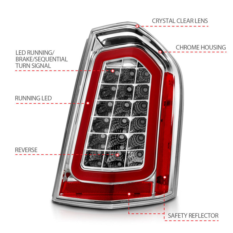 Anzo 11-14 Chrysler 300 Led Taillights Chrome w/ Sequential