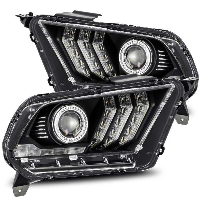AlphaRex 10-12 Ford Mustang LUXX LED Proj Headlights Plank Style Black w/Activ Light/Seq Signal 880115 *Discontinued