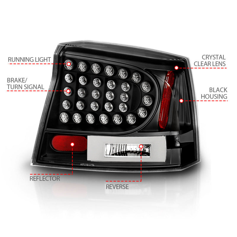 Anzo 2006-2008 Dodge Charger LED Taillights Black