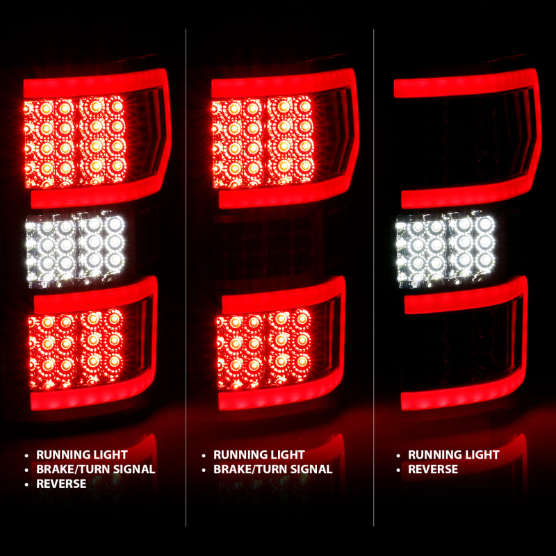 ANZO 2018-2019 Ford F-150 LED Taillight Chrome (Red Light Bar) (w/ Sequential) 311316