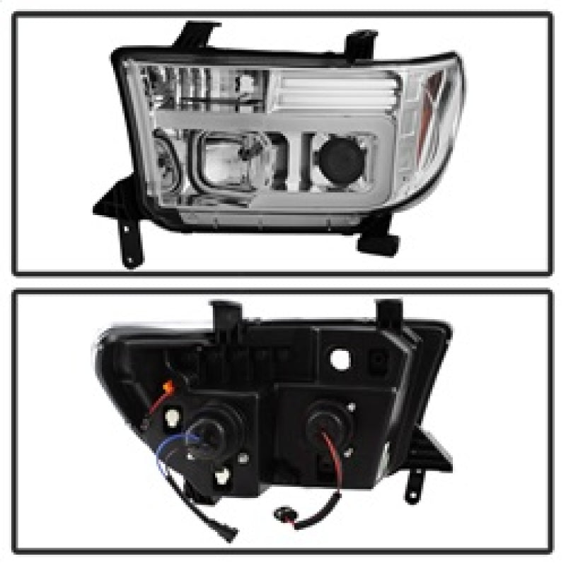Spyder 07-13 Toyota Tundra V2 Light Bar DRL Projector Headlights - Chrome (PRO-YD-TTU07V2-LB-C) 5084651