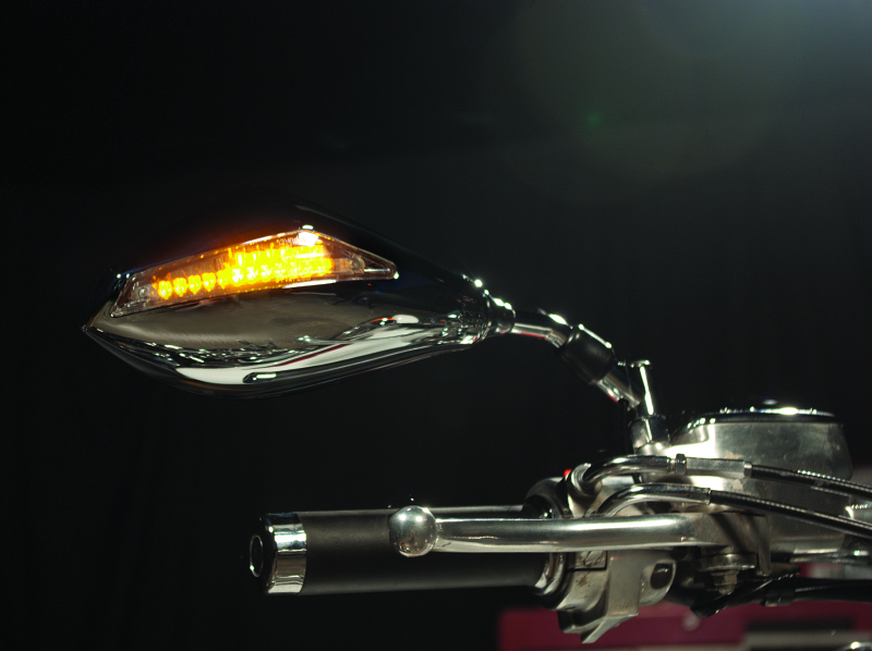 BikeMaster Universal Mirror with Integrated Turn Signals 10mm - Pair - Chrome 600298