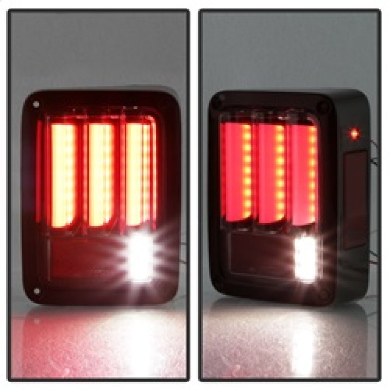 Spyder 07-16 Jeep Wrangler Version 2 Light Bar LED Tail Lights - Red Clear (ALT-YD-JWA07V2-LBLED-RC) 5084798