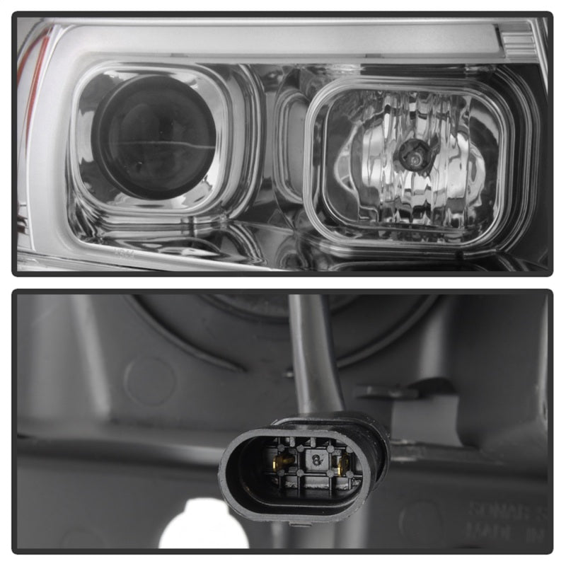 Spyder 99-04 Jeep Grand Cherokee Projector Headlights - Light Bar DRL LED - Chrome 5085214