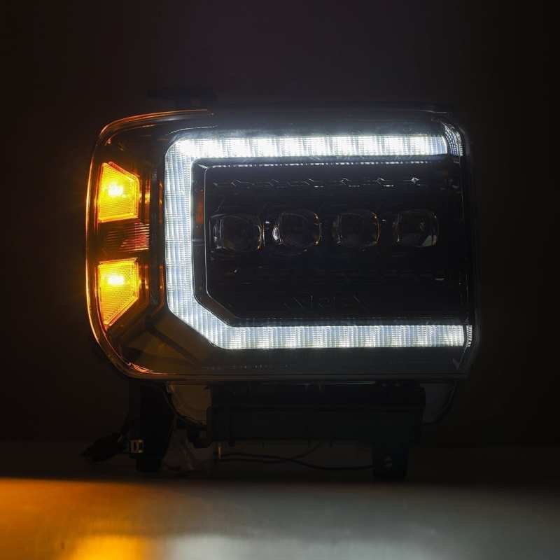AlphaRex 14-18 GMC Sierra NOVA LED Proj Headlights Plnk Style Alpha Blk w/Activ Light/Seq Signal/DRL 880616 *Discontinued