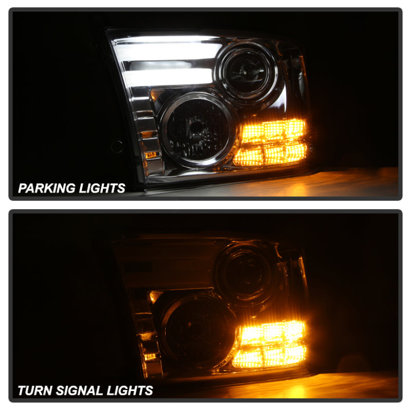 Spyder Dodge Ram 09-12 Projector Headlights Light Bar DRL Chrome PRO-YD-DR09-LBDRL-C 5080998