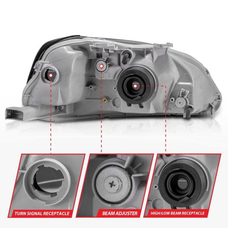 Anzo 1999-2000 Honda Civic Crystal Headlights Black