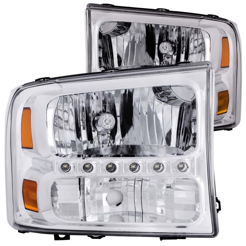 Anzo 2000-2004 Ford Excursion Crystal Headlights Chrome w/ LED 1pc