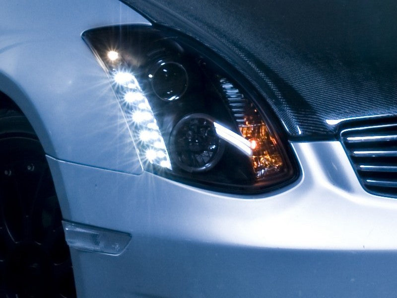 Spyder Infiniti G35 03-07 2DR Projector Halogen - LED Halo DRL Blk High H4 PRO-YD-IG35032D-DRL-BK 5011060