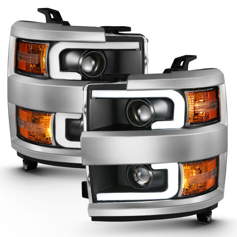 Anzo 2015-2016 Chevrolet Silverado Projector Headlights w/ Plank Style Desi