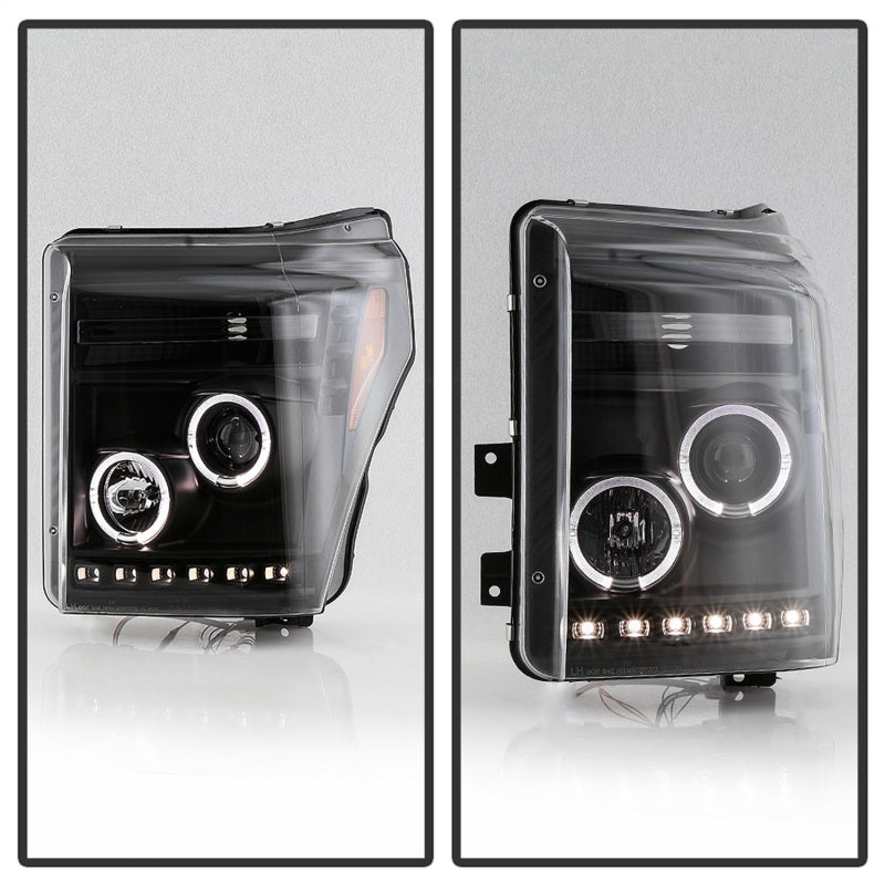 Spyder Ford Super Duty 11-16 Projector Headlights LEDHalo DRL All Black PRO-YD-FS11-HL-BKV2 5086013
