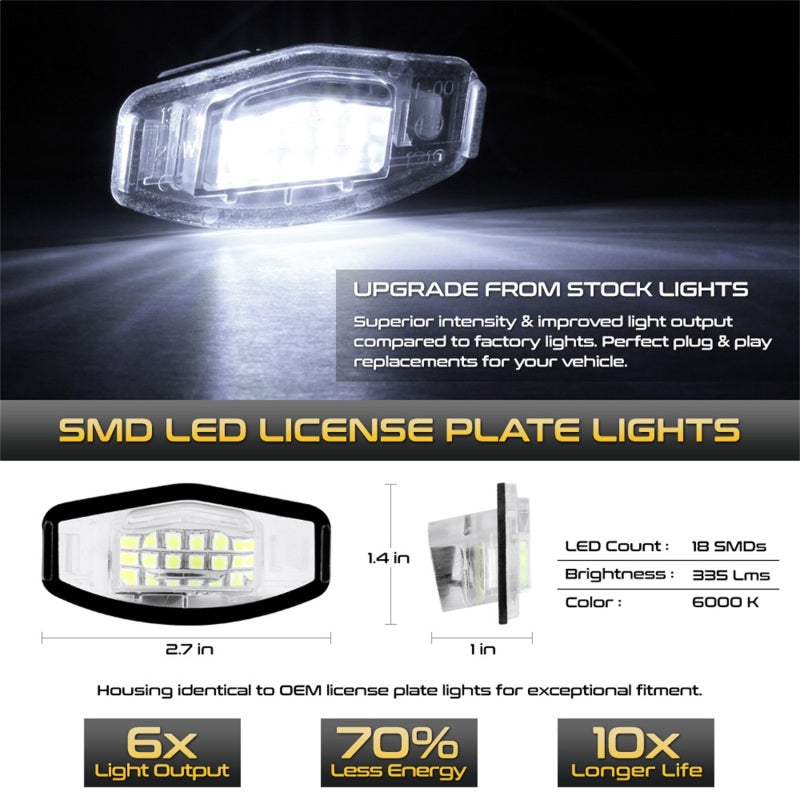 SPYDER Xtune 01-15 Honda Civic LED License Plate Bulb Assembly White 5500K LAC-LP-HA03 - Pair 9044991