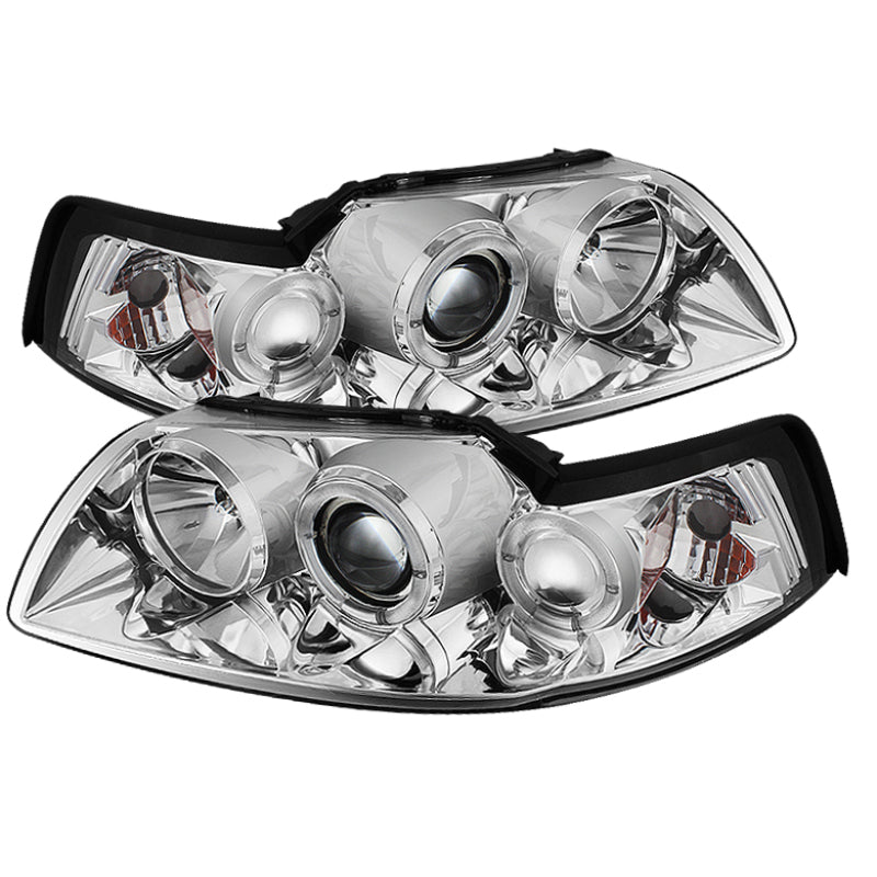 Spyder Ford Mustang 99-04 Projector Headlights LED Halo Chrome High H1 Low H1 PRO-YD-FM99-1PC-AM-C 5010452