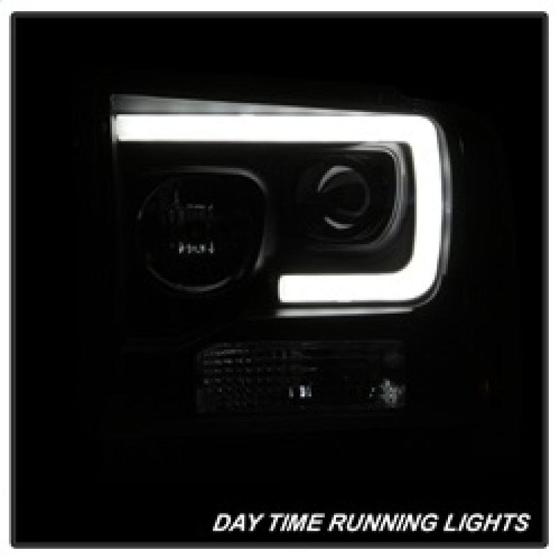 Spyder Ford F250/350/450 05-07 Projector Headlights - Light Bar DRL LED - Black PRO-YD-FS05V2-LB-BK 5084507