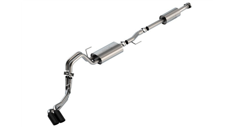 Borla F-150 2021 3.3L CC SB EC STB XL/XLT/Lariat/KR/Plnm/LTD 3/2.25 DSE Cat-Back ATAK Black CHR Tips 140881BC