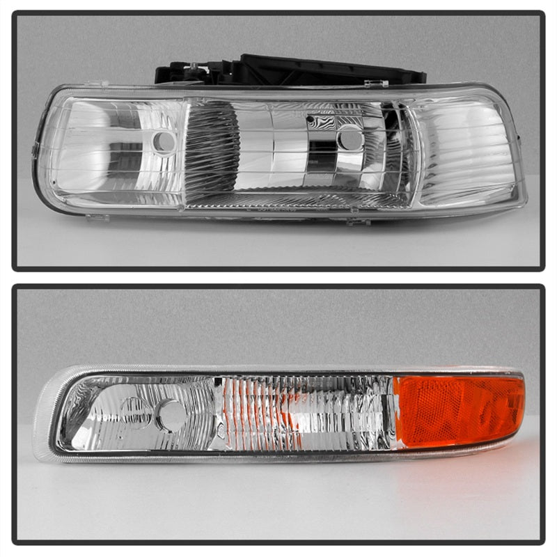 SPYDER xTune Chevy Silverado 1500 99-02 OEM Style Headlights w/ Bumper Lights - Chrome HD-JH-CSIL99-OE-SET 9035111