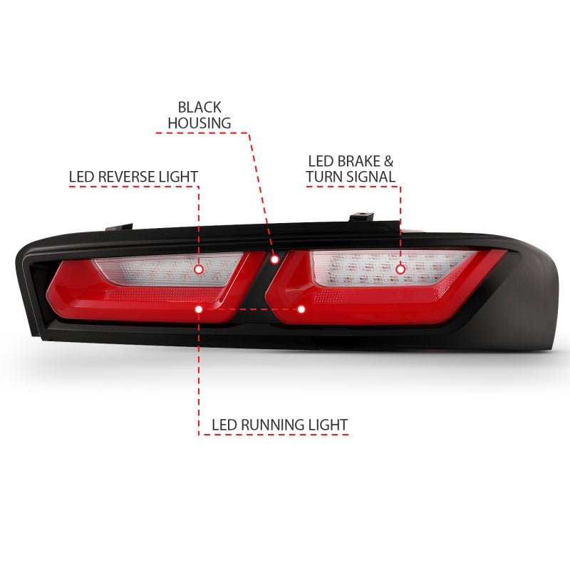 ANZO 2016-2018 Chevrolet Camaro L.E.D T.L Red/Clear 321349
