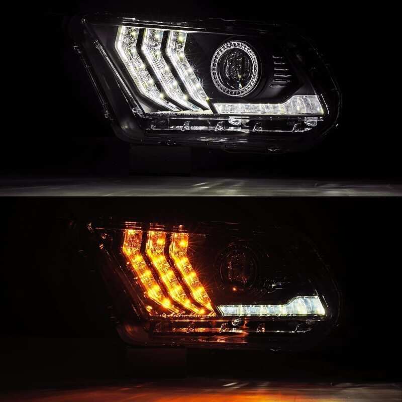AlphaRex 10-12 Ford Mustang LUXX LED Proj Headlights Plank Style Black w/Activ Light/Seq Signal 880115 *Discontinued