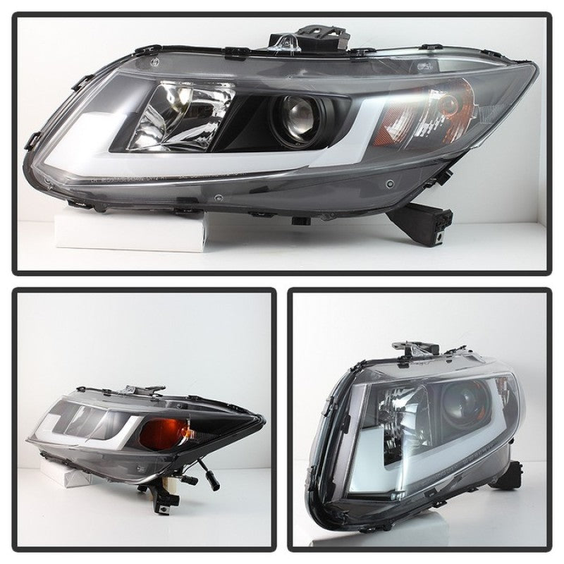 Spyder Honda Civic 2012-2014 Projector Headlights - Light Bar DRL Black PRO-YD-HC12-DRL-BK 5076519
