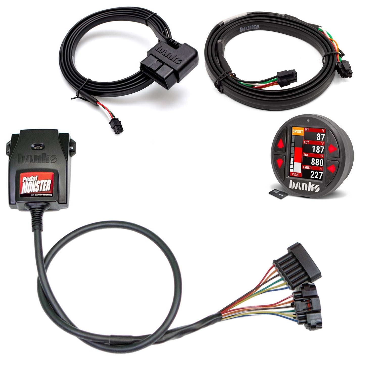 Banks Power Pedal Monster Kit Yazaki 090 II Sealed Series 6-Way CONFIG 1 PM-12 With iDash Data Pro 64348-P
