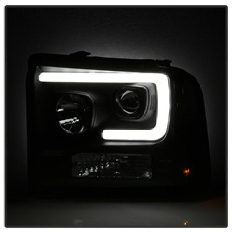 Spyder Ford F250/350/450 05-07 Projector Headlights - Light Bar DRL LED - Black PRO-YD-FS05V2-LB-BK 5084507