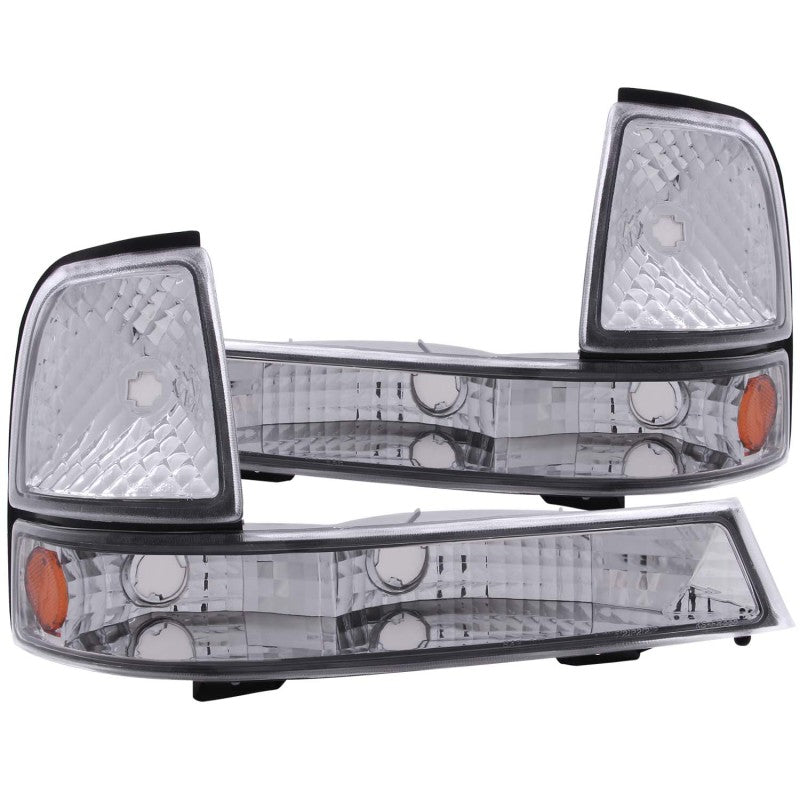 Anzo 1998-2000 Ford Ranger Euro Parking Lights Chrome w/ Amber Reflector