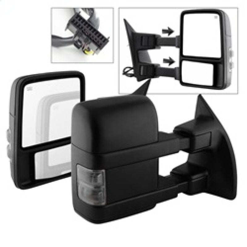 SPYDER xTune Ford SuperDuty 08-15 Extendable Heated Mirrors w/ LED Signal Smoke MIR-FDSD08S-PW-SM-SET 9935831