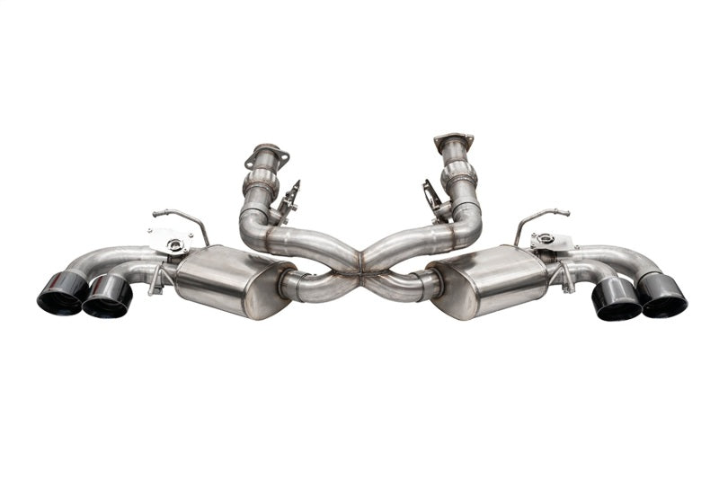 Corsa 2020 Corvette C8 3in Valved Cat-Back 4.5in Blk Quad Tips Fits Factory Perf Exhaust Deletes AFM 21103BLK