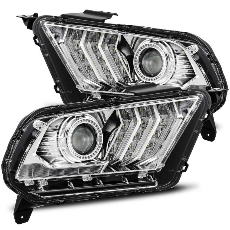 AlphaRex 10-12 Ford Mustang LUXX LED Proj Headlights Plank Style Chrome w/Activ Light/Seq Signal 880117 *Discontinued
