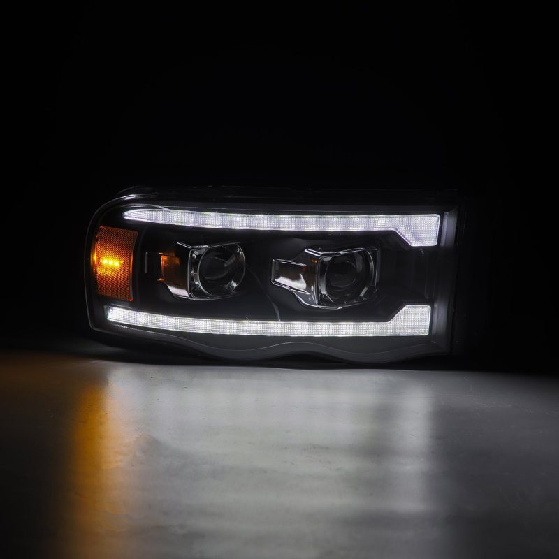 AlphaRex 02-05 Dodge Ram 1500 LUXX LED Proj Headlights Plank Style Black w/Activ Light/Seq Signal 880567 *Discontinued