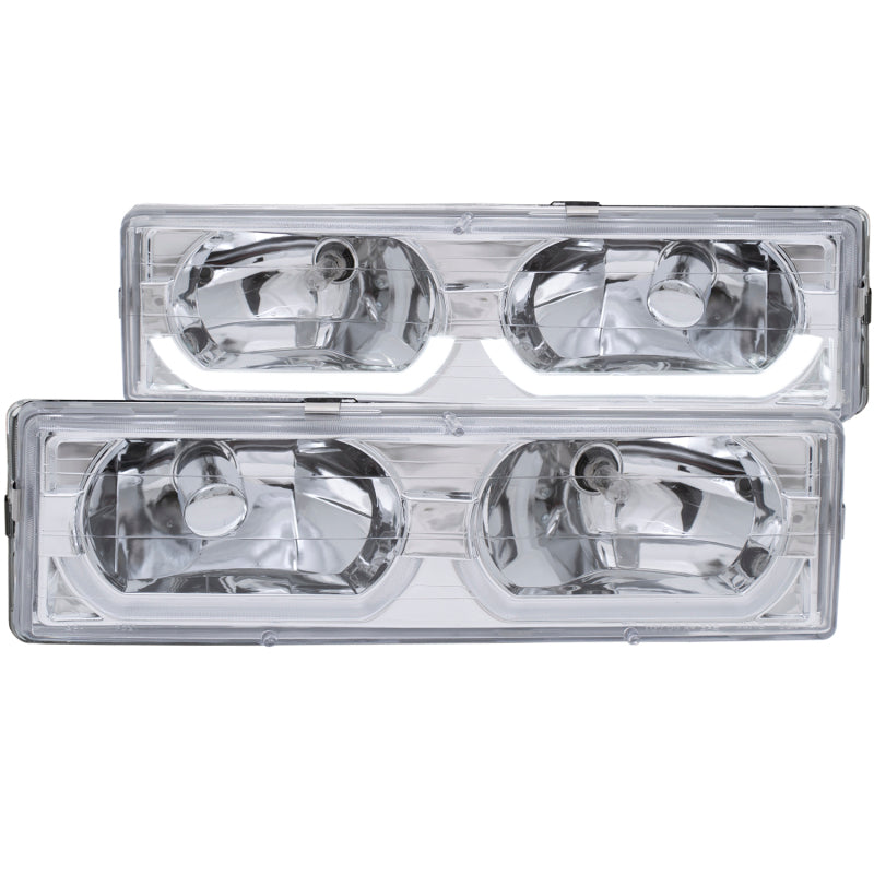 Anzo 1988-1998 Chevrolet C1500 Crystal Headlights Chrome w/ Low - Brow