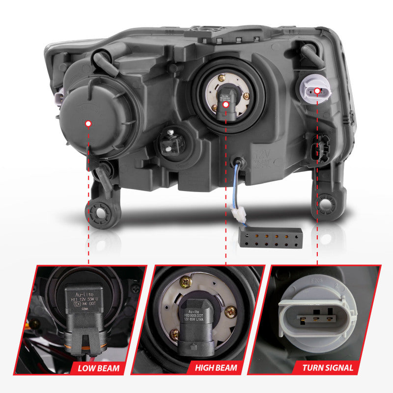 Anzo 2014-2015 Jeep Grand Cherokee Projector Headlights w/ Plank Style Desi