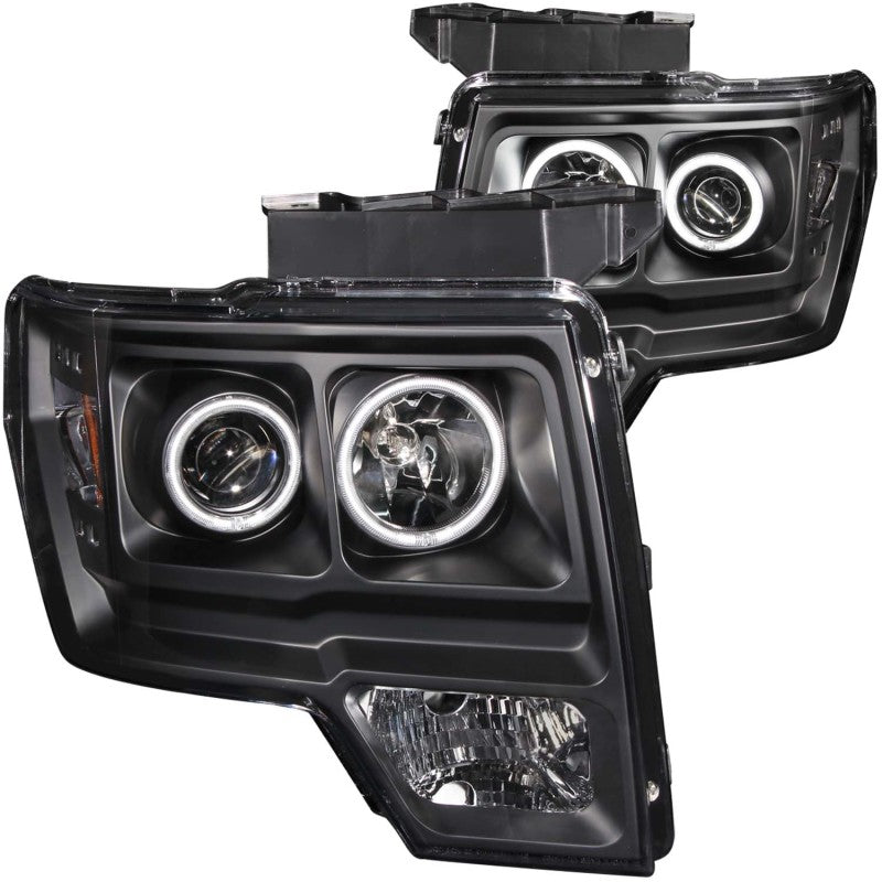 Anzo 2009-2014 Ford F-150 Projector Headlights w/ Halo Black (CCFL)