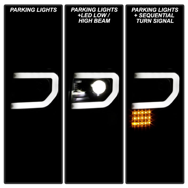 Spyder Ford F150 09-14 Halogen Light Bar Projector Headlights Black PRO-YD-FF15009PL-SEQ-BK 5087560