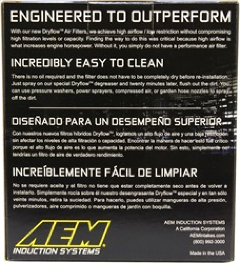 AEM Induction AEM 5 inch x 5 inch DryFlow Air Filter 21-2073DK