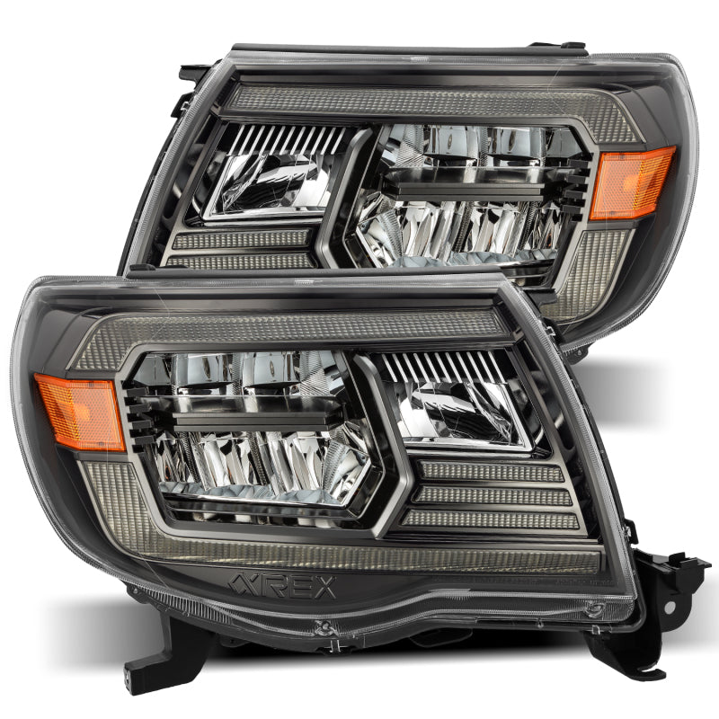 AlphaRex 05-11 Toyota Tacoma LUXX Crystal Headlights Plank Style Alpha Black w/Activation Light/DRL 880733 *Discontinued