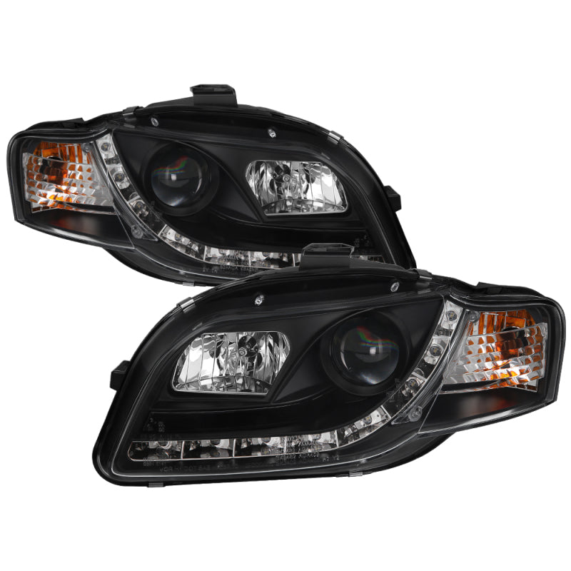 Spyder Audi A4 06-08 Projector Headlights Halogen Model Only - DRL Black PRO-YD-AA405-DRL-BK 5008572