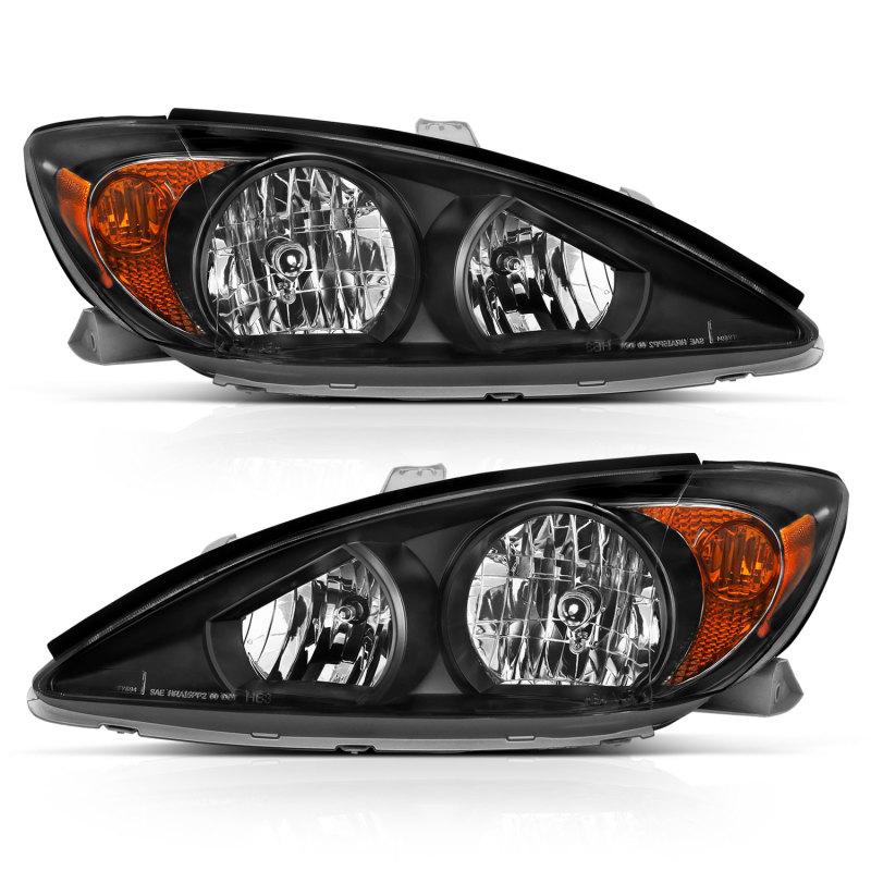 ANZO 2002-2004 Toyota Camry Headlights Black Amber 121538