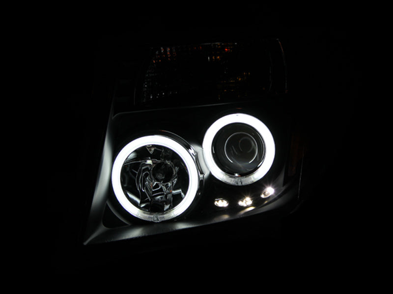 Anzo 2005-2008 Nissan Frontier Projector Headlights w/ Halo Black