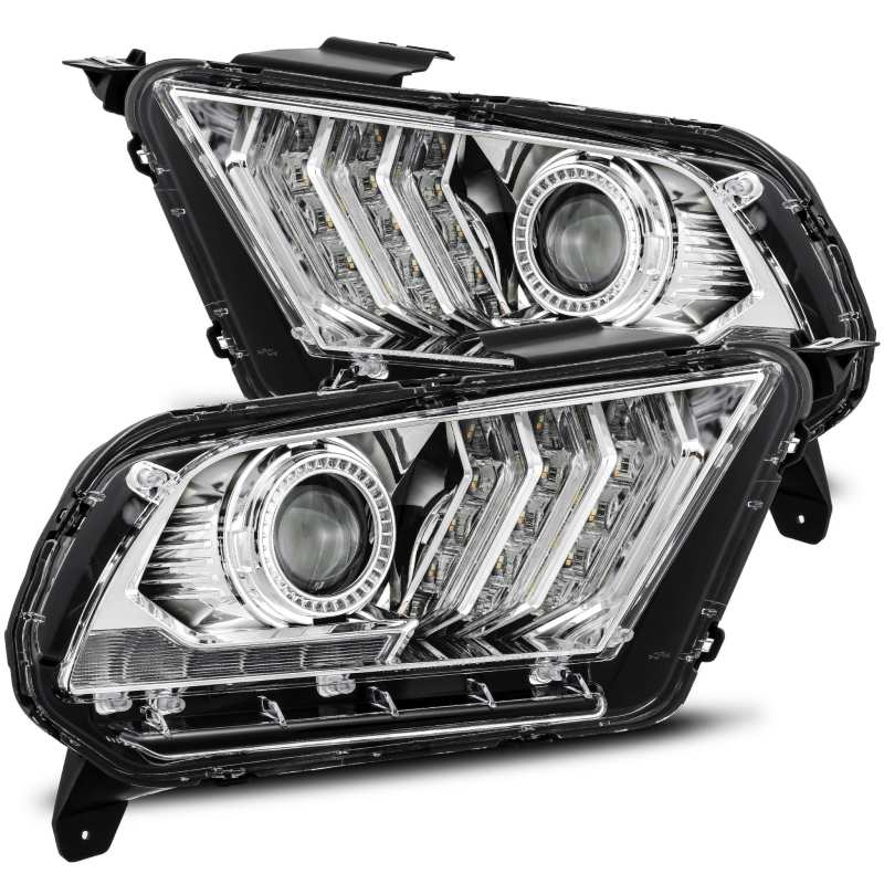 AlphaRex 10-12 Ford Mustang LUXX LED Proj Headlights Plank Style Chrome w/Activ Light/Seq Signal 880117 *Discontinued