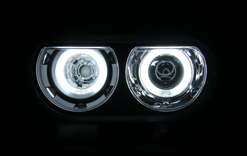 Anzo 2008-2014 Dodge Challenger Projector Headlights w/ Halo Black (CCFL)