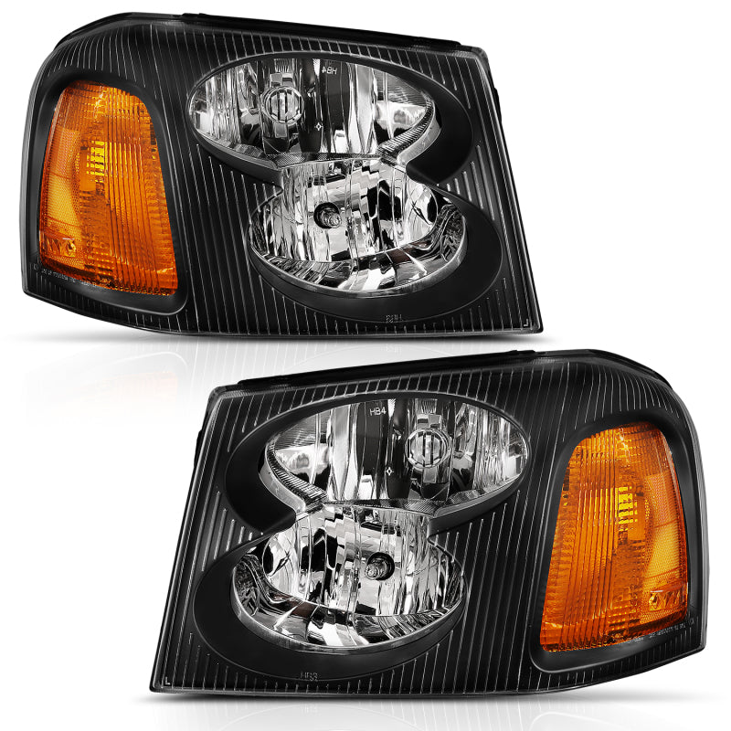 ANZO 2002-2009 Gmc Envoy Crystal Headlight  Black Amber 111429