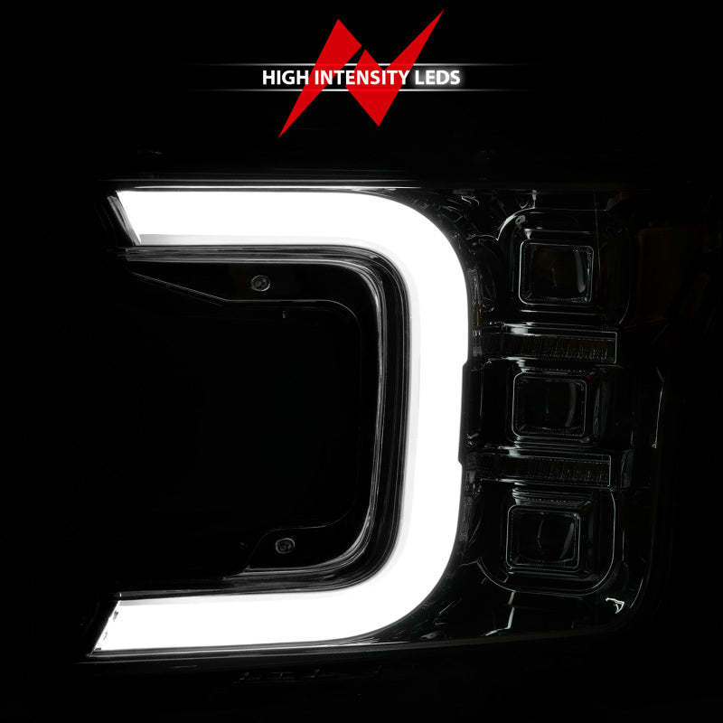 Anzo 18-20 Ford F-150 Full Led Projector Light Bar Style Headlights - Chrome Amber 111521